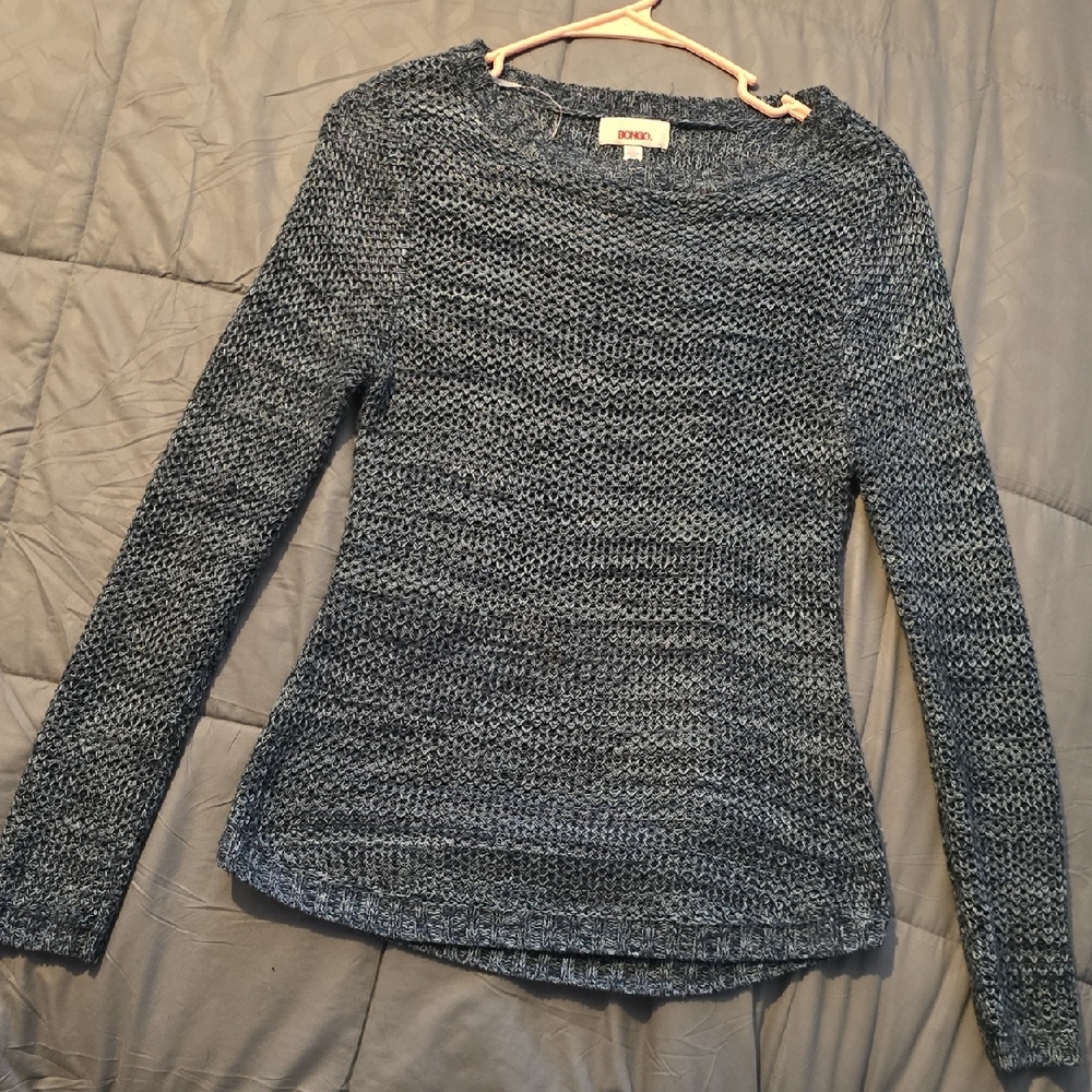 BONGO Blue Crew Neck Sweater Lightweight Knit
